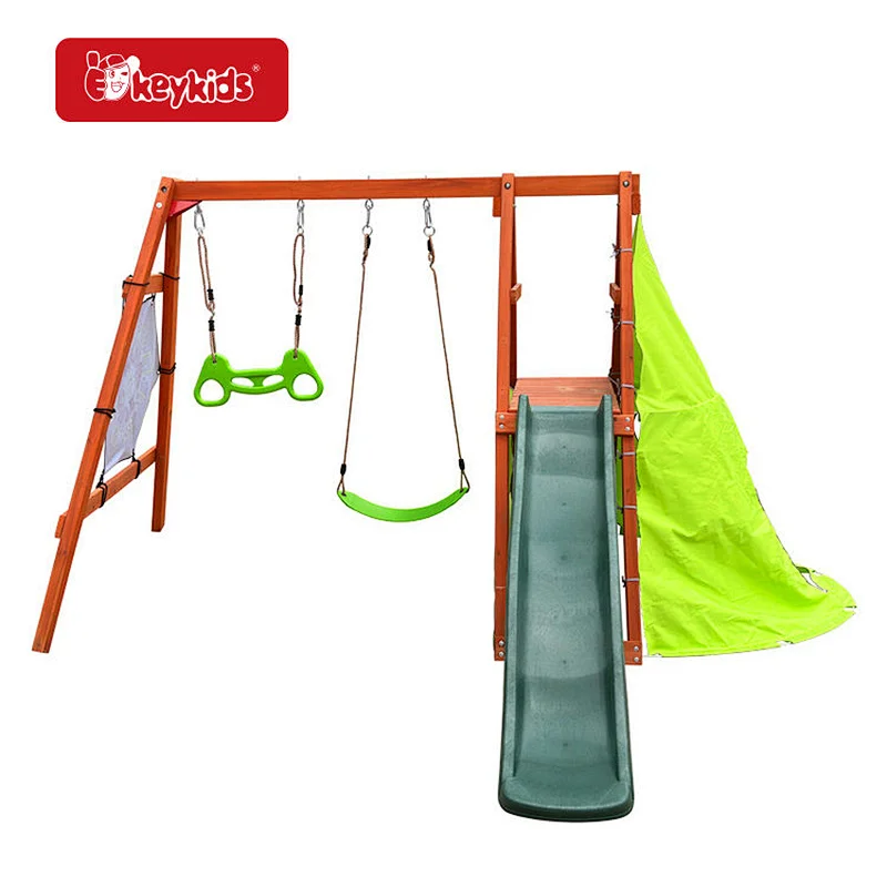 Outdoor Playground Wooden Playsets Swing Set with Climbing Ladder W01D279